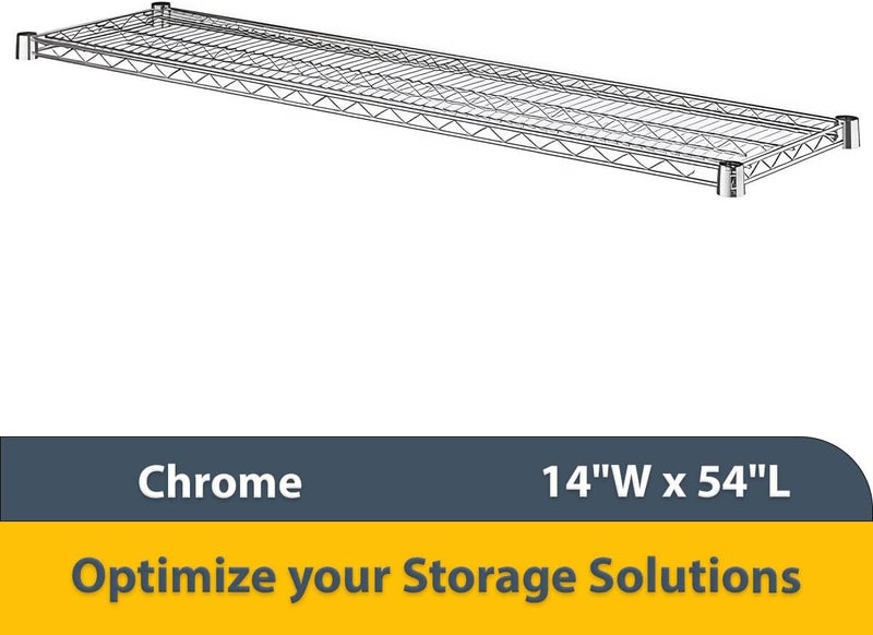 Zedfire رف سلك كروم لوحدات التخزين، عبوة 2-pack 14" x 54" رفوف بديلة لرف السلك، NSF إضافية ثقيلة التحمل - Image 3